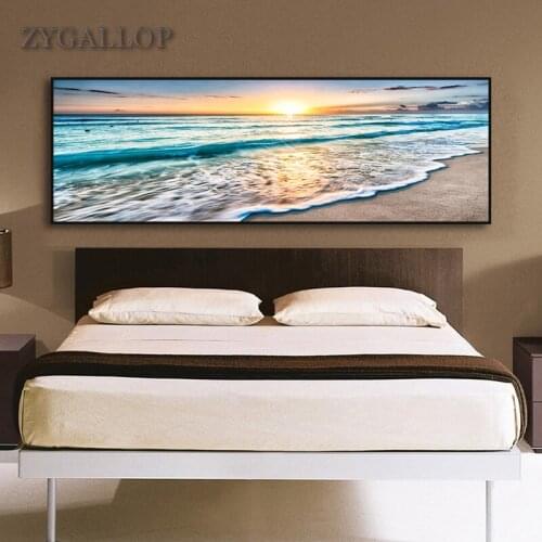 ZYGALLOP Sunset Seascape Beach Landscape Posters Natural Scenery Canvas Painting Wall Art Picture For Bedroom Decoration cuadros
