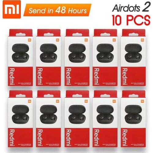 10 pieces mi Original Xiaomi Redmi Airdots 2 TWS Bluetooth Earphone Stereo bass 5.0 headphones With Mic Handsfree Earbuds