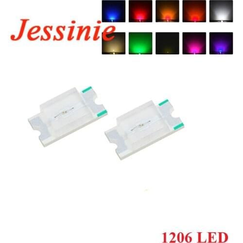 20PCS 1206 SMD LED Blue Yellow White Green Red Orange Pink Purple RGB High Light Emitting Diode DIY Kit Electronic Component
