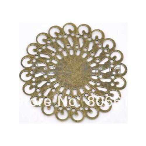 Best Quality 50 Pcs Bronze Tone Filigree Round Wraps Connector Embellishments Jewelry Findings 37mm(W03470 X 1)