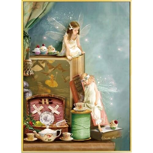 5D Diamond Painting Full Square round Embroidery Fairy Tale Girl Angel Diamond Mosaic Rhinestone Picture Decor Home Gift WG1920