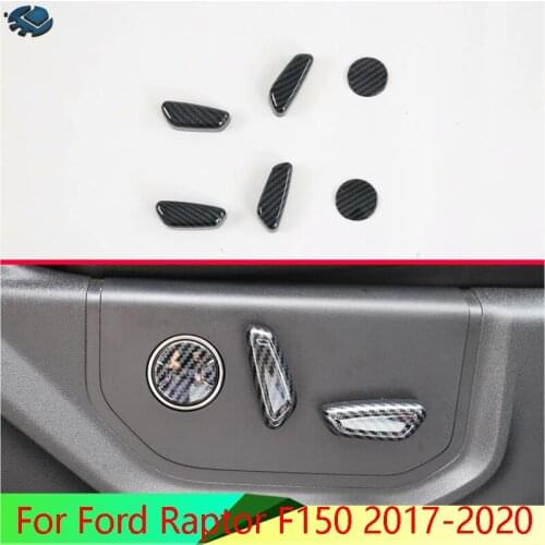 For Ford Raptor F150 2017-2020 Car Accessories Carbon Fiber Style Interior Inner Seat Adjustment Switch Knob Button Cover Trim