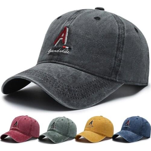 Hot Unisex Cap Washed Cotton Baseball Cap Embroidery Letter “A” Men & Women Casual Adjustable Outdoor Dad Trucker Hat