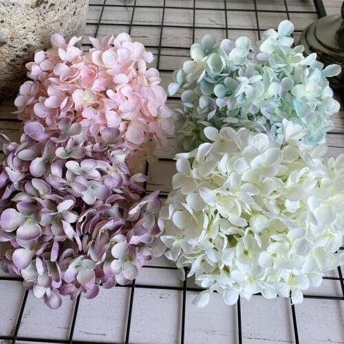 Large well made Nordic style Hydrangea flower heads silk artificial flowers diy projects supplies white flores