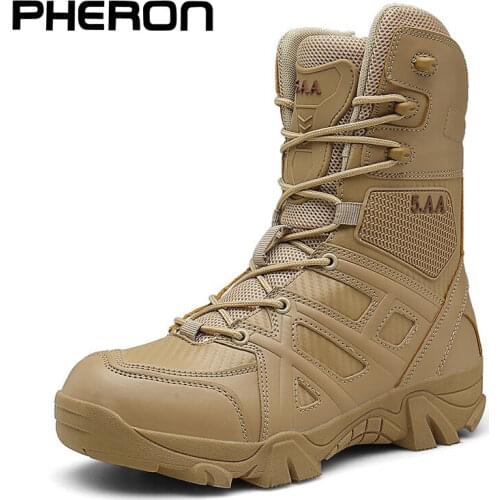 Men High Quality Brand Military Leather Boots Special Force Tactical Desert Combat Mens Boots Outdoor Shoes Ankle Boots