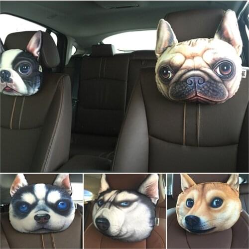 3D Lovely Dog Car Headrest Activated Carbon Seat Covers Soft Neck Rest Cushion Safety Headrest Air Freshner