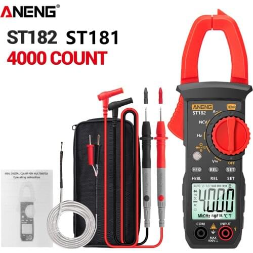 Digital Clamp Meter DC/AC Current 4000 Counts Multimeter Ammeter Voltage Tester Car Amp Hz Capacitance NCV Ohm Test ST181 ST182