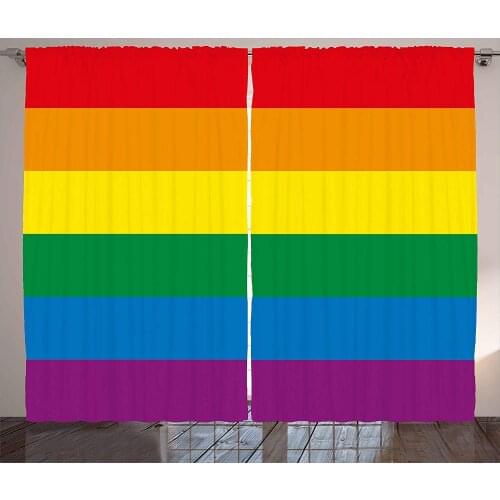 Pride Decorations Curtains Horizontal Rainbow Colored Flag Gay Parade Freedom Equality Love Theme Living Room Bedroom Window