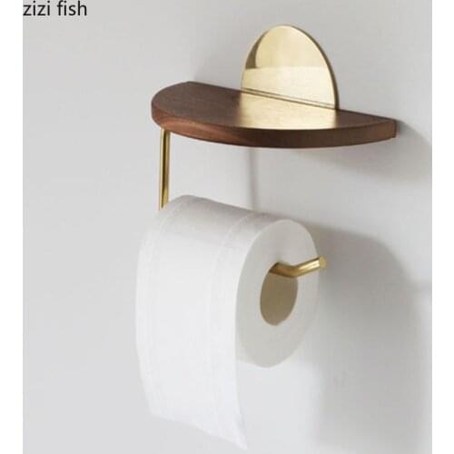 Natural Walnut Tissue Holder Box Toilet Paper Roll Holder Living Room Decoration Wall-mounted Paper Towel Holder Bathroom Shelf