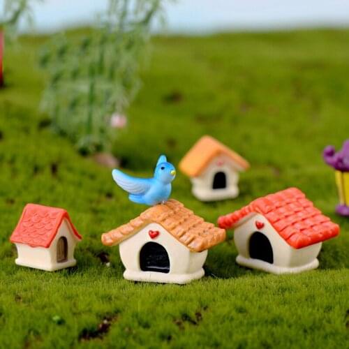 3PCS Resin House Fairy Garden Miniatures House Micro Cottage Landscape Decoration for DIY Crafts Home Decoration Accessories