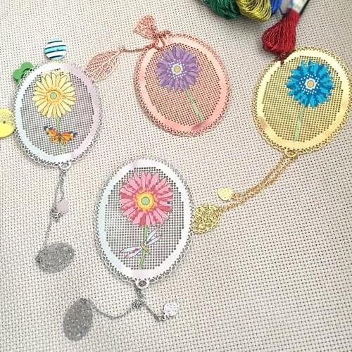 HH DIY Craft Stich Cross Stitch Bookmark Metal Silver Golden Needlework Embroidery Crafts Counted Cross-Stitching Kit