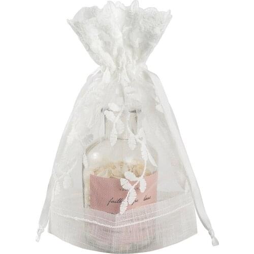 Cotton and Burlap Splice Natural Drawstring Romantic Wedding Candy Gift Packing Bag Jewlery Pouch 10pcs/Lot Can be Customized