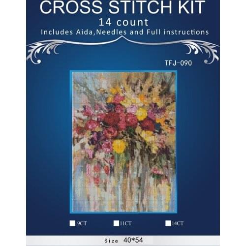 ONEROOM Embroidery Counted Cross Stitch Kits Needlework - Crafts 14 ct DMC DIY Arts Handmade Decor - Flowers 3