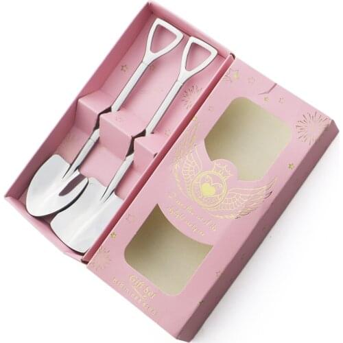 Stainless Steel Shovel Spoons Creative Tea Spoon Dessert Spoon Cutlery Set Ice Cream Stirring Spoon Bar Accessory with Gift Box