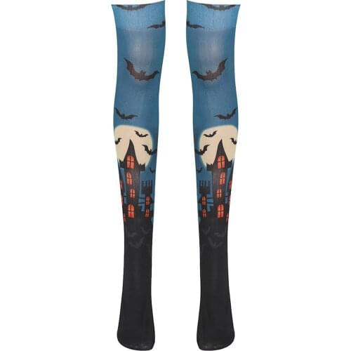 2020 New Free Shipping Female Stockings Halloween Floral Print Knee-High Socks Silk Stockings for Women