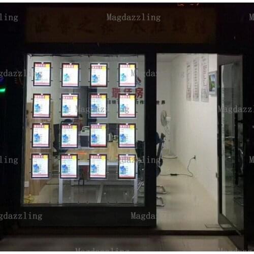 A3 Single Side Acrylic LED Poster Frame Display Systems,Real Estate Agent LED Window Hanging Light Pocket for Window (16pcs/lot)