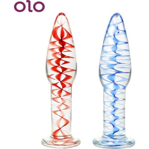 OLO Glass Anal Plug Female Masturbation Erotic Sex Toys for Women Transparent Butt plug Crystal Dildo Adult Products Erotic