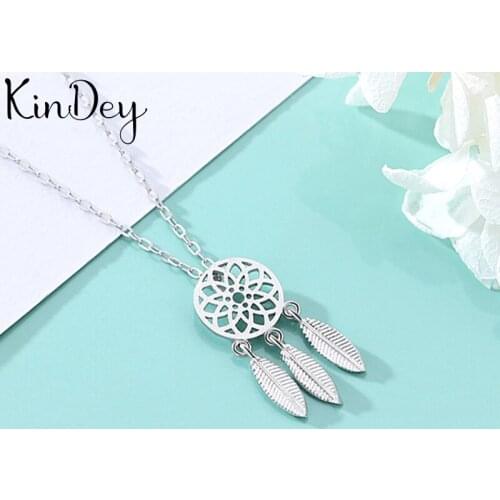 Kindey Korean Simple Silver Color Feather Necklaces Pendants for Women Statement Necklaces Christmas Gifts