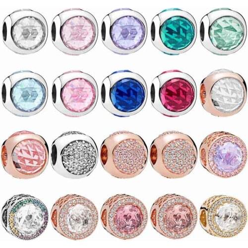 Pandora Multicolor Dazzling Radiant Heart Droplets With Crystal Charm 925 Sterling Silver Beads Fit Bracelet Bangle DIY Jewelry