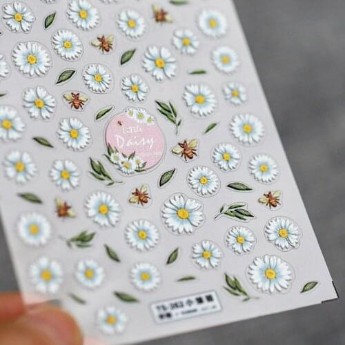 5D Butterfly Flower Embossed Nail Art Stickers Small Outline Daisy Self-Adhesive Stickers Polish Manicure Decal Nail Accessories