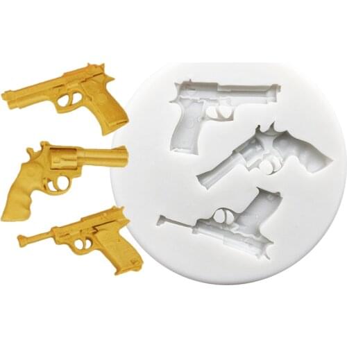 Wholesale 10 pcs/lot Pistol Handgun Silicone Mold Sugarcraft Chocolate Cupcake Baking Mold Fondant Cake Decorating Tools