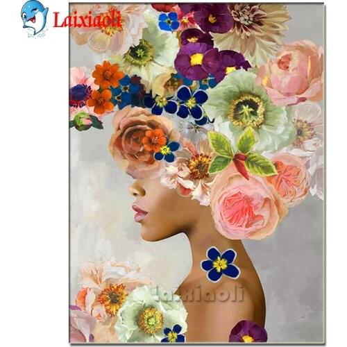 Modern Luxury Beautiful Flower Woman 3D diamond painting cross stitch kit 5D full square mosaic diamond embroidery photo custom