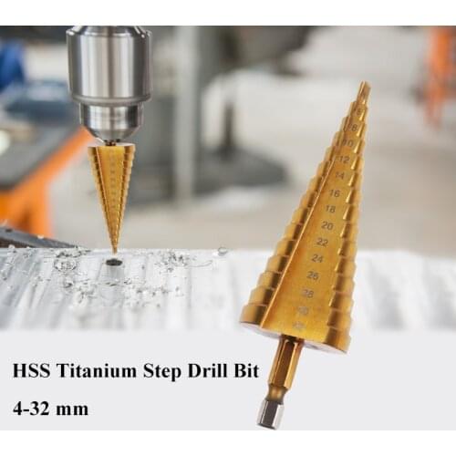 4-32 mm HSS Titanium Coated Step Drill Bit Drilling Power Tools for Metal High Speed Steel Wood Hole Cutter Step Cone Drill