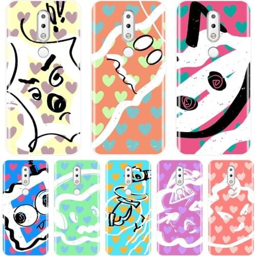 Back Cover For Nokia 4.2 3.2 Silicone Soft Cartoon Heart Yellow Love Red Cute Phone Case For Nokia 7.1 6.1 5.1 3.1 2.1 Plus Case