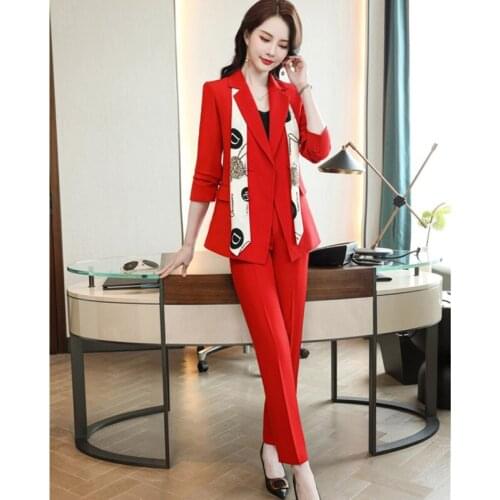 2021 autumn new high-end womens suit western fashion business suit temperament goddess fan two-piece suit