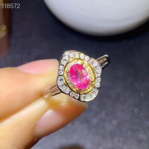 Charming pink natural sapphire ring for women jewelry real 925 silver gold plated oval natural gem girl birthday gift