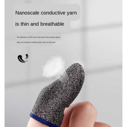 1 Pair Gaming Finger Sleeve Fiber Breathable Fingertips for Games Anti-Sweat Touch Screen Finger Cots Cover Sensitive Mobile