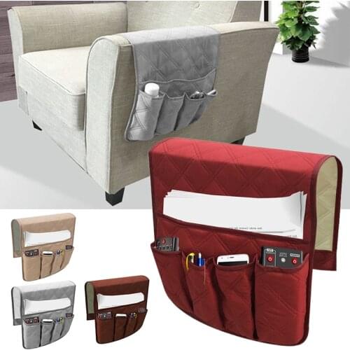 1pc Sofa Armrest Organizer Hanging TV Remote Control Organizer With 5 Pockets Storage Bags Home Supplies