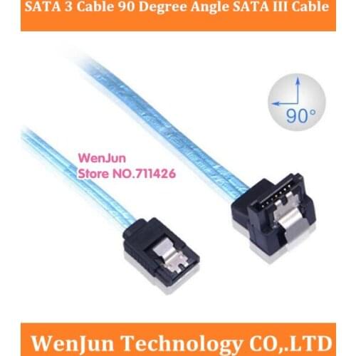 1pcs SATA 3 Cable 90 Degree Angle SATA III Cable 6GB/s Data SATA 3.0 Cable Cord for SDD HDD Blue 40CM