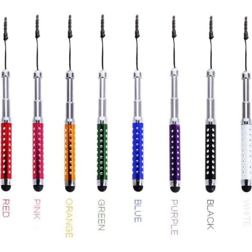 1000pcs/lot Flexible Crystal Stylus Capacitive Touch Pen for Iphone 6 for Ipad for Samsung Galaxy S4 Retractable with Dust Plug