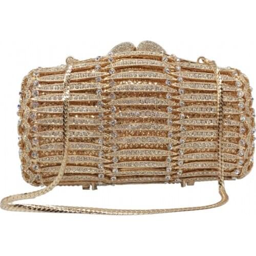 18.5x11.5CM The New Diamond-studded Dinner Bag Hollow Metal Hard Box Bag Diamond Bag Women Banquet Dress Clutch Bag a6776