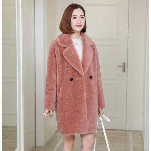 2020 fashion Womens Coat Winter Jacket Women Clothing Natural Sheep Shearing Fur Coats Long Warm Wool Jackets A958