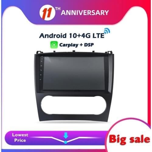 6GB +128G Carplay 9" IPS DSP Android 10.0 Car DVD Player GPS Map WIFI Bluetooth RDS Radio For Benz W203 W467 W209 W219 2004-2011