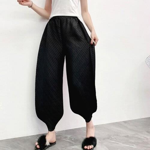 Miyake Pleated Harun Pants New Loose Large Size Waist Womens Harun Pants Show Thin Temperament Winter