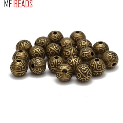 MEIBEADS 20pcs/lot Vintage Pattern Alloy Spacer Beads Accessories Antique Bronze Loose Beads for DIY Jewelry Accessories UF5018