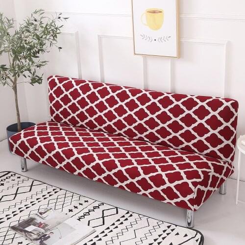 No Armrest Folding Sofa Bed Cover for Living Room Big Bedspread 3-seater Armless Futon Slipcover Stretch Spandex Couch Cover