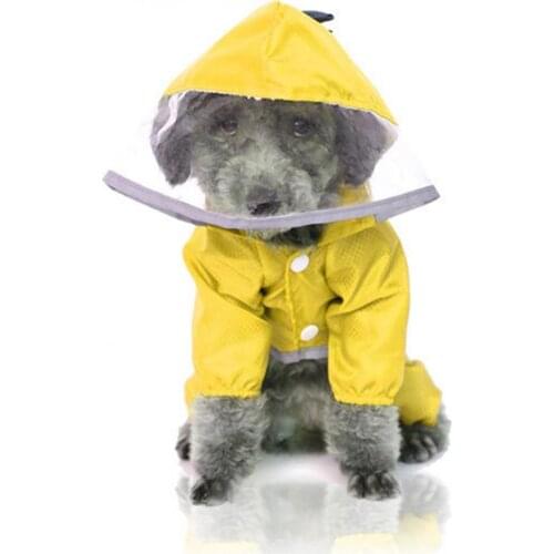 Pet Raincoat Puppy Four Feet Hooded Raincoat Dinosaur Jacket Rain-wear Waterproof 4-Legs Coat Dog Rain Out Clothes for Animals