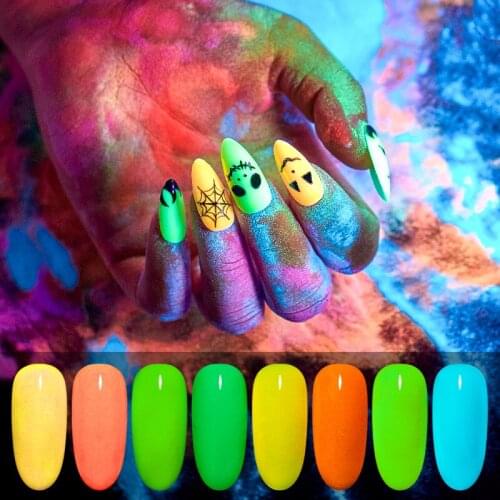 1g Fluorescent Nail Powder Neon Phosphor Colorful Nail Art Glitter Pigment Longest Lasting 3D Glow Luminous Dust Decorations