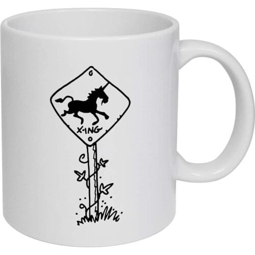 Azeeda 11oz Unicorn Crossing Sign Ceramic Mug