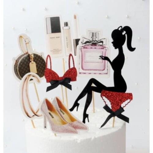 Creative Pretty Girl Bikini Birthday Cake Topper DIY Cupcake Birthday Decoration Girl Gift Party Supplies Womens Day Decorate