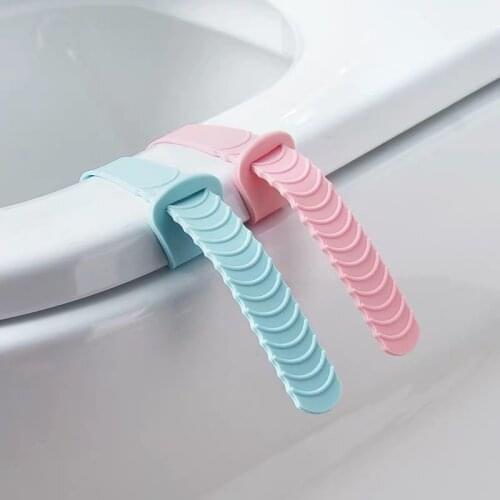 2pcs Household Pink And BlueToilet Cover Silicone Toilet Cover Adjustable Squat Toilet Cover Toilet Handle Bathroom Supplies