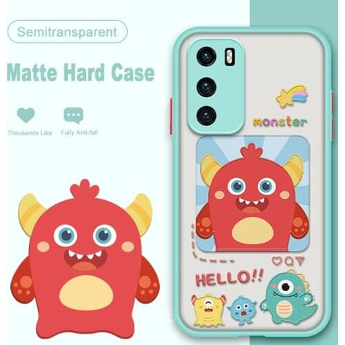 ASINA Matte Transparent Case Huawei P40 P30 P20 Pro Lite Cute Cartoon Cover Bumper For Nova 3 3i 4 5t 6 7 8 Pro Monster Fundas