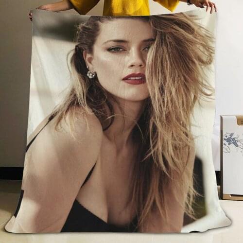 Musife Custom Amber Heard Flannel Blanket Design Your own Blanket Flannel Blankets for Sofa DIY Dropshipping