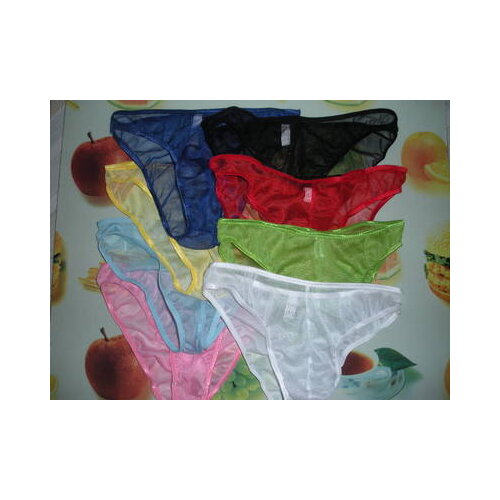 Mens gauze transparent briefs mesh breathable panties