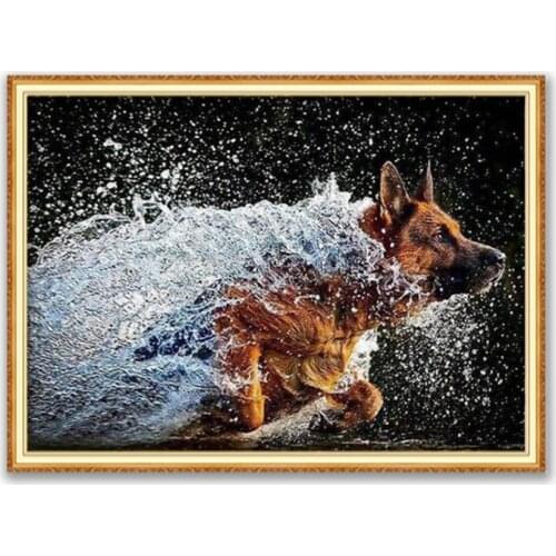 Animal German Shepherd DIY Cross Stitch Embroidery 11CT Kits Needlework Craft Set Cotton Thread Printed Canvas Home Decoration