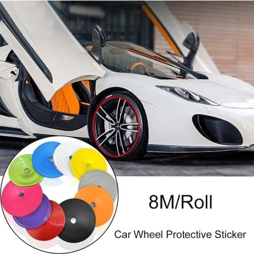 8M Car Wheel Hub Tire Sticker Strip Wheel Rim Protection Care Cover For Volkswagen Golf 5 6 7 Passat B5 B6 B7 Bora MK6 Tiguan